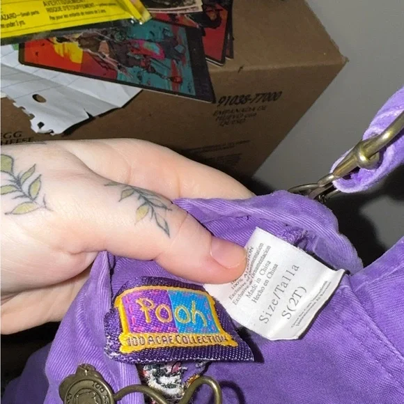 Disney Purple Kids Overalls with Tigger Embroidery - Picture 5 of 6